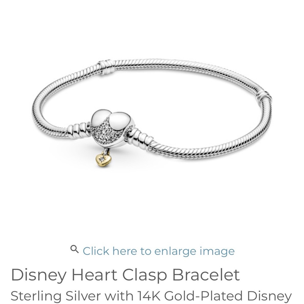 Retired Disney Pandora Moments Heart Clasp Snake Chain Bracelet - Picture 3 of 4
